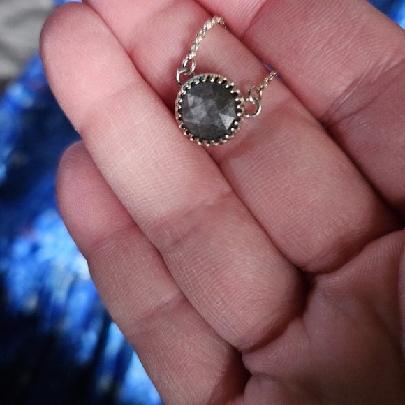Minimalist Gray Sapphire Pendant - Picture 2 of 3